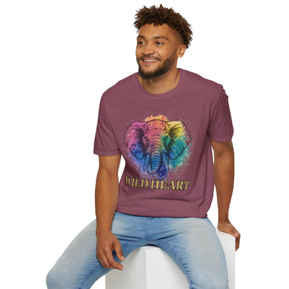 Wild Heart Collection - Elephant Color Splash Unisex Softstyle Graphic T-Shirt