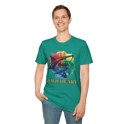 Wild Heart Collection - Shark Color Splash Unisex Softstyle Graphic T-Shirt