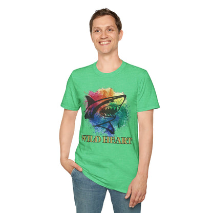 Wild Heart Collection - Shark Color Splash Unisex Softstyle Graphic T-Shirt