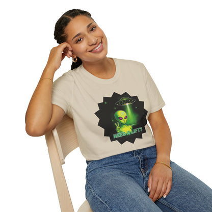 Cool Alien Peace Sign - Need a Lift - Unisex Softstyle T-Shirt