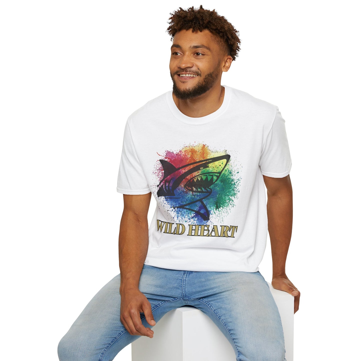 Wild Heart Collection - Shark Color Splash Unisex Softstyle Graphic T-Shirt