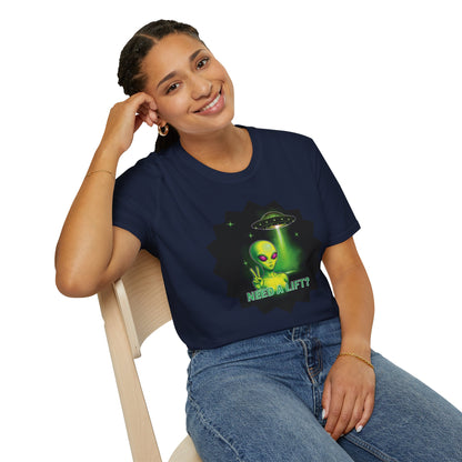 Cool Alien Peace Sign - Need a Lift - Unisex Softstyle T-Shirt