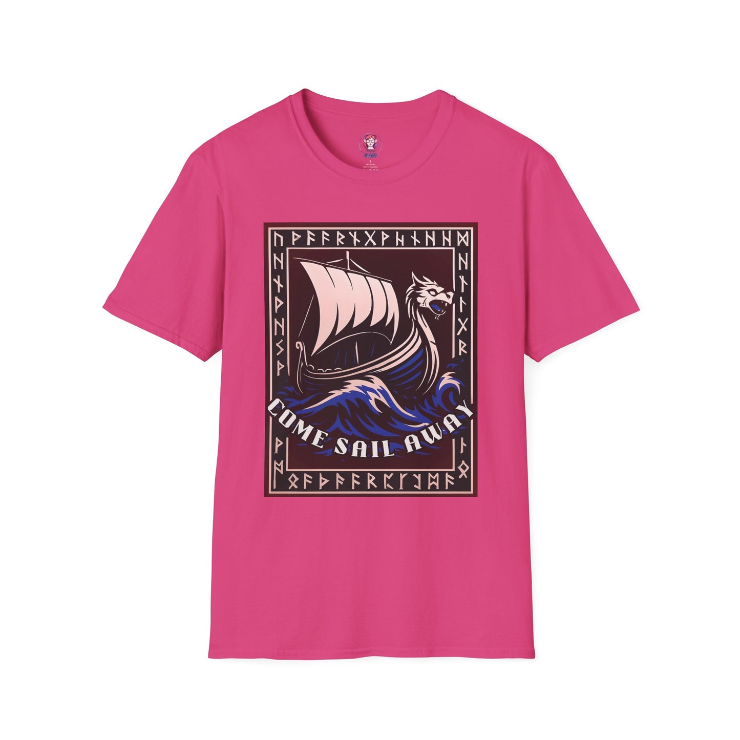 Nordic Runes Viking Ship - Unisex Softstyle T-Shirt