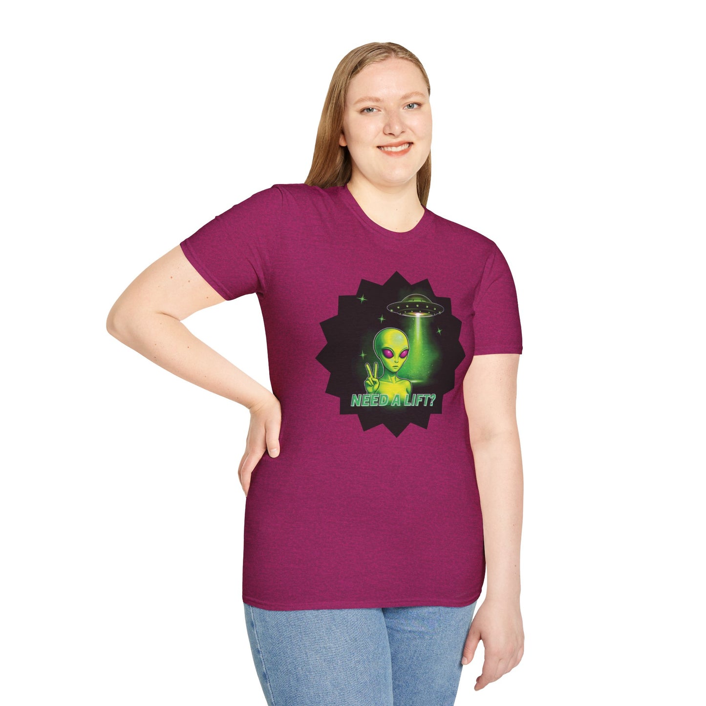 Cool Alien Peace Sign - Need a Lift - Unisex Softstyle T-Shirt