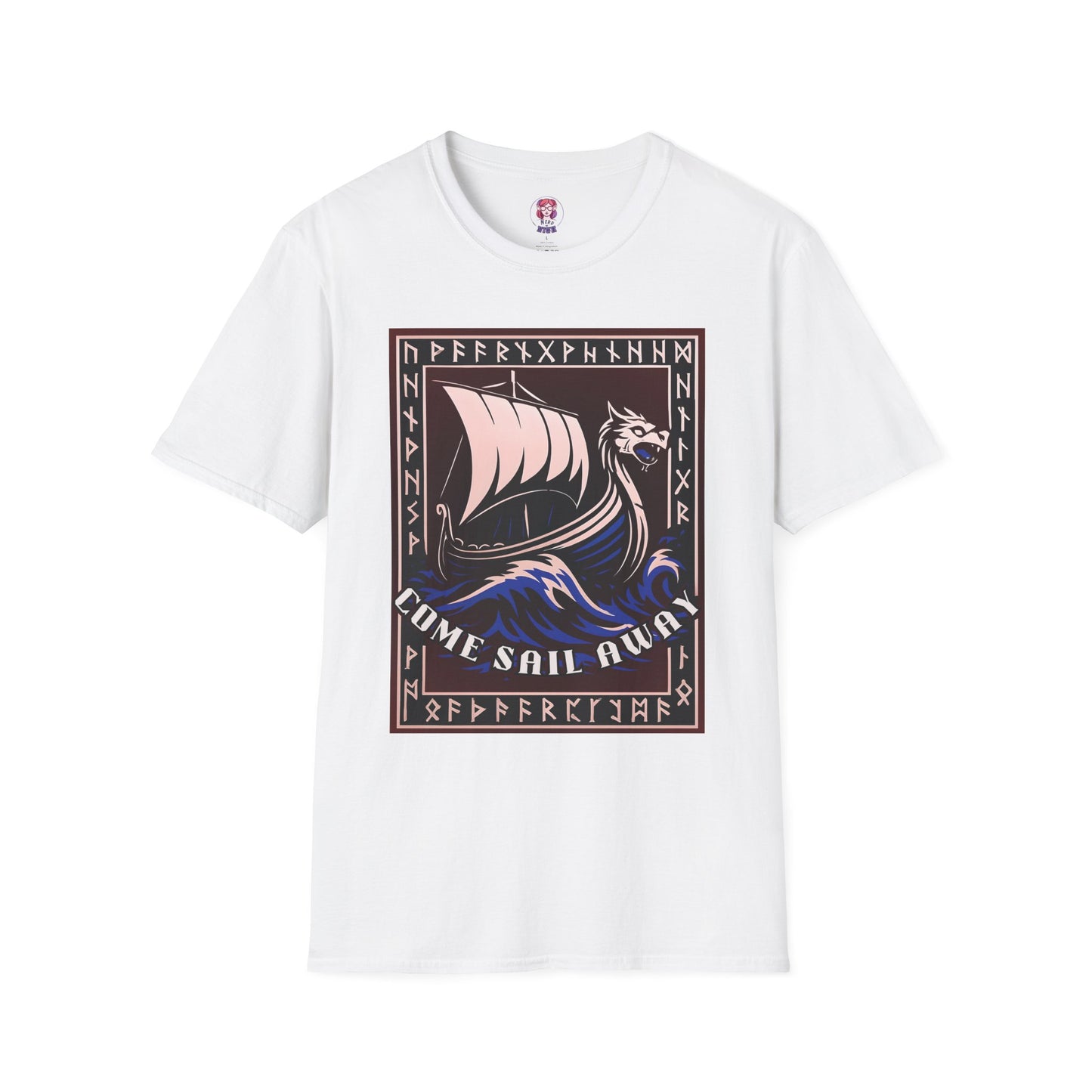 Nordic Runes Viking Ship - Unisex Softstyle T-Shirt