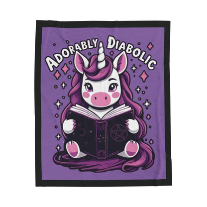 Adorably Diabolic Unicorn - Velveteen Plush Blanket