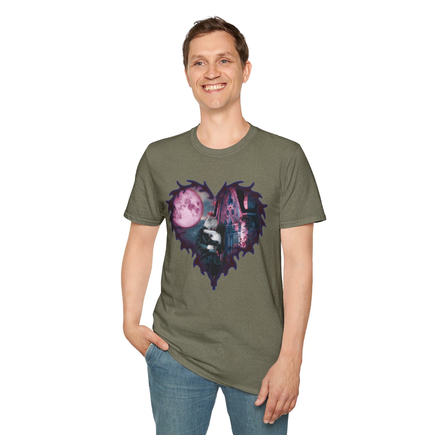 Gothic Couple Under the Moon - Unisex Softstyle T-Shirt