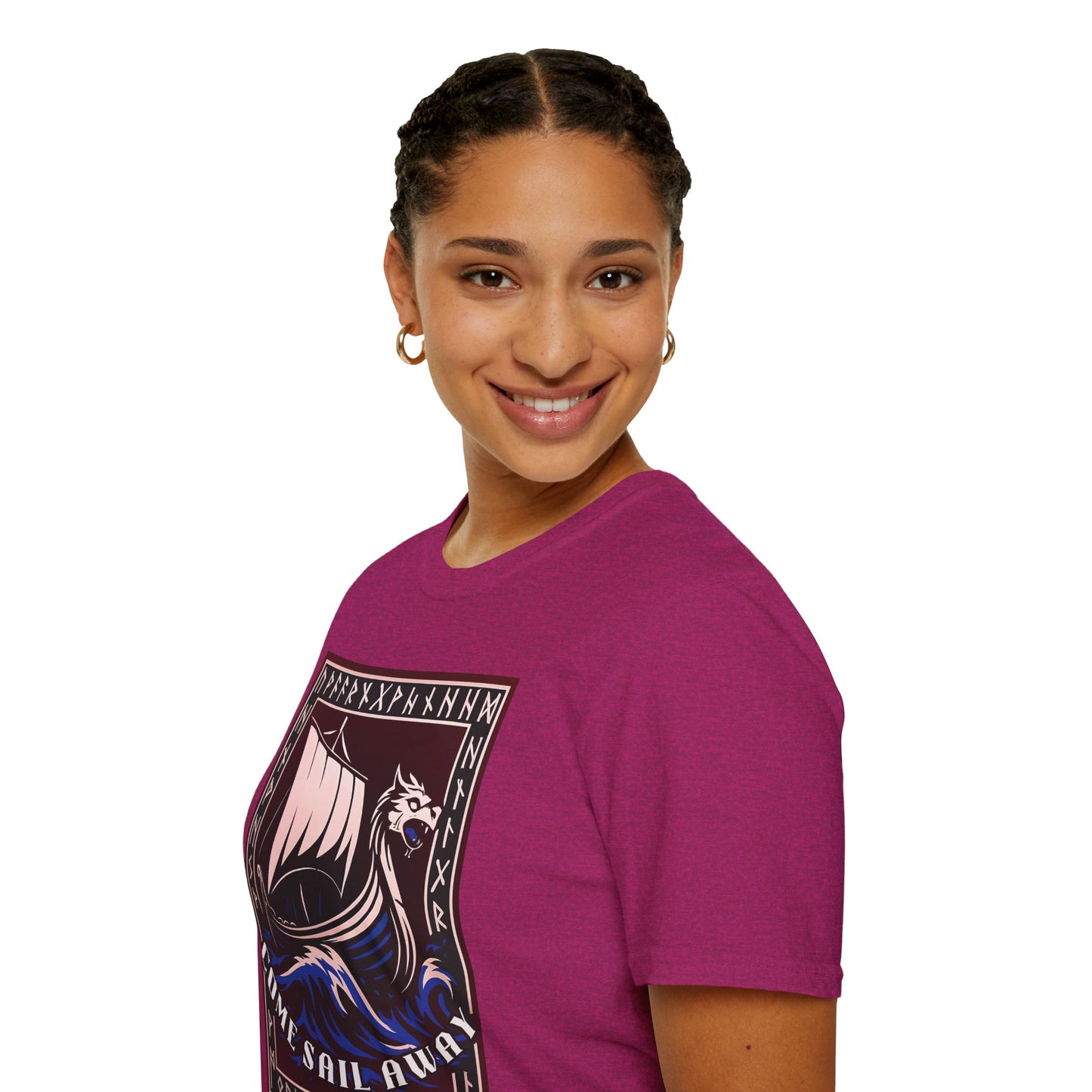 Nordic Runes Viking Ship - Unisex Softstyle T-Shirt