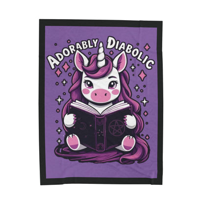 Adorably Diabolic Unicorn - Velveteen Plush Blanket