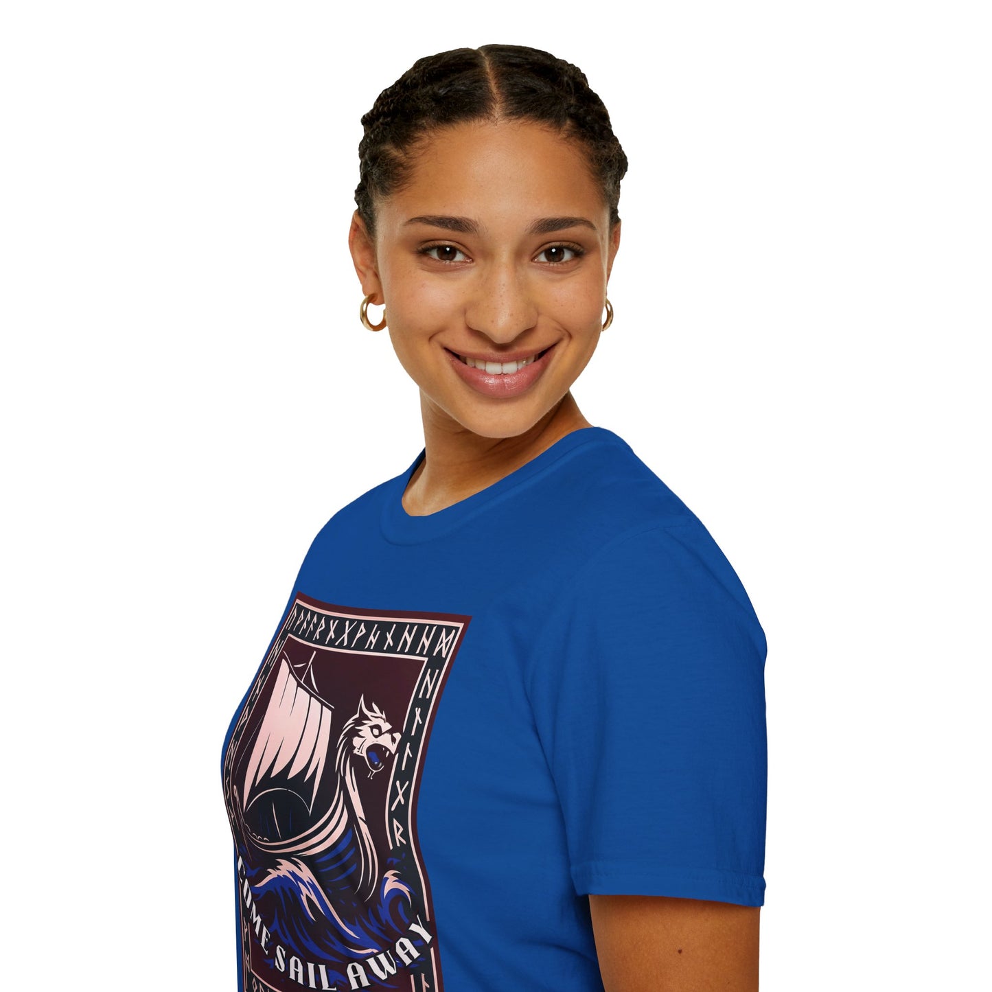 Nordic Runes Viking Ship - Unisex Softstyle T-Shirt