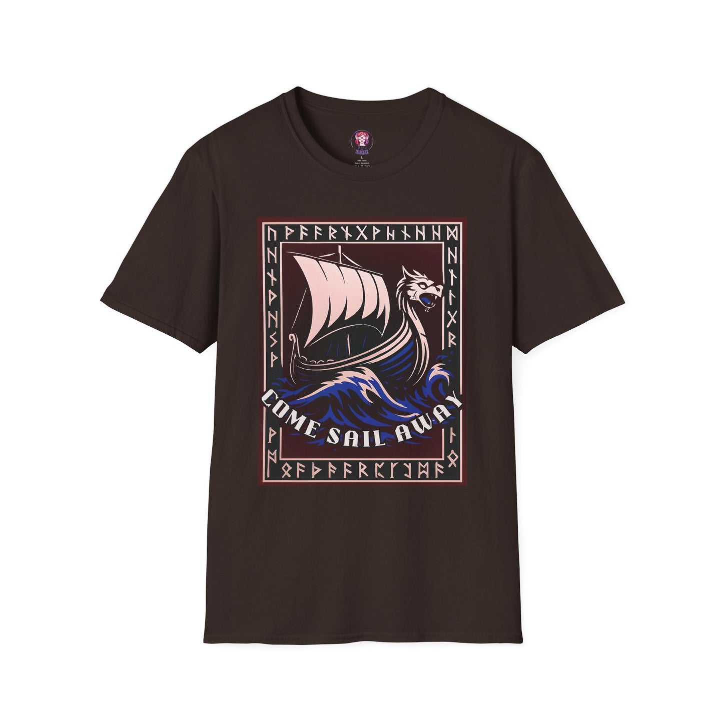 Nordic Runes Viking Ship - Unisex Softstyle T-Shirt