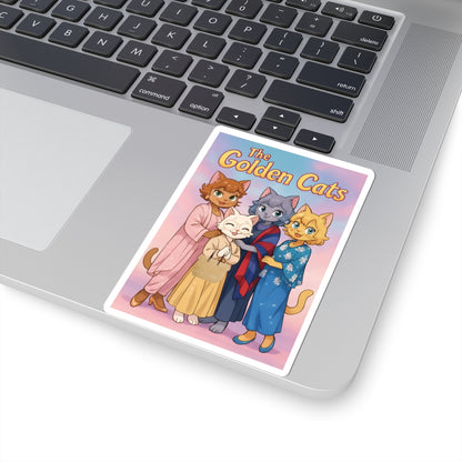 Golden Cats Kiss-Cut Stickers - Cute Cat Stickers for Decor, Scrapbooking, Gifts, Party Favors, Cat Lovers