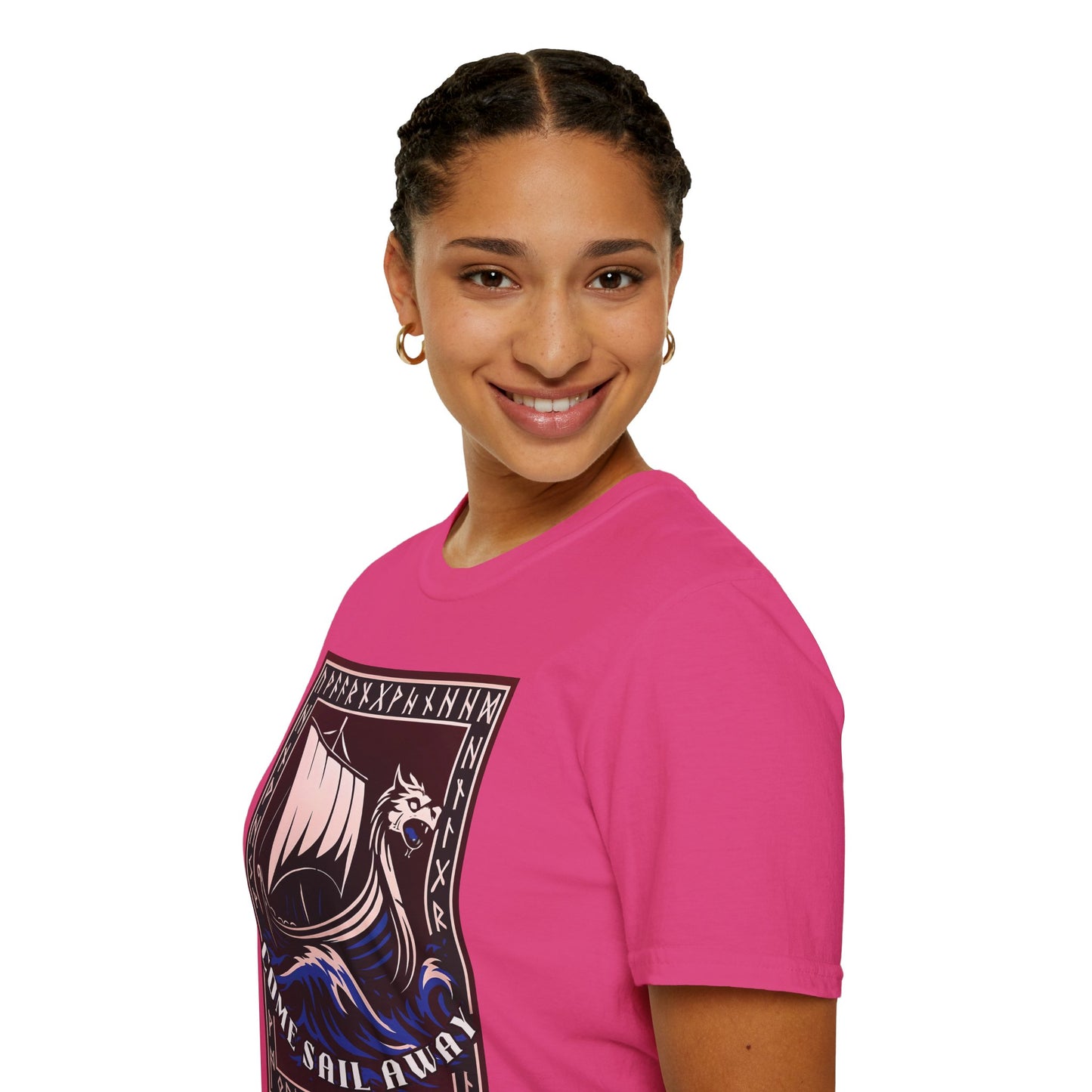 Nordic Runes Viking Ship - Unisex Softstyle T-Shirt