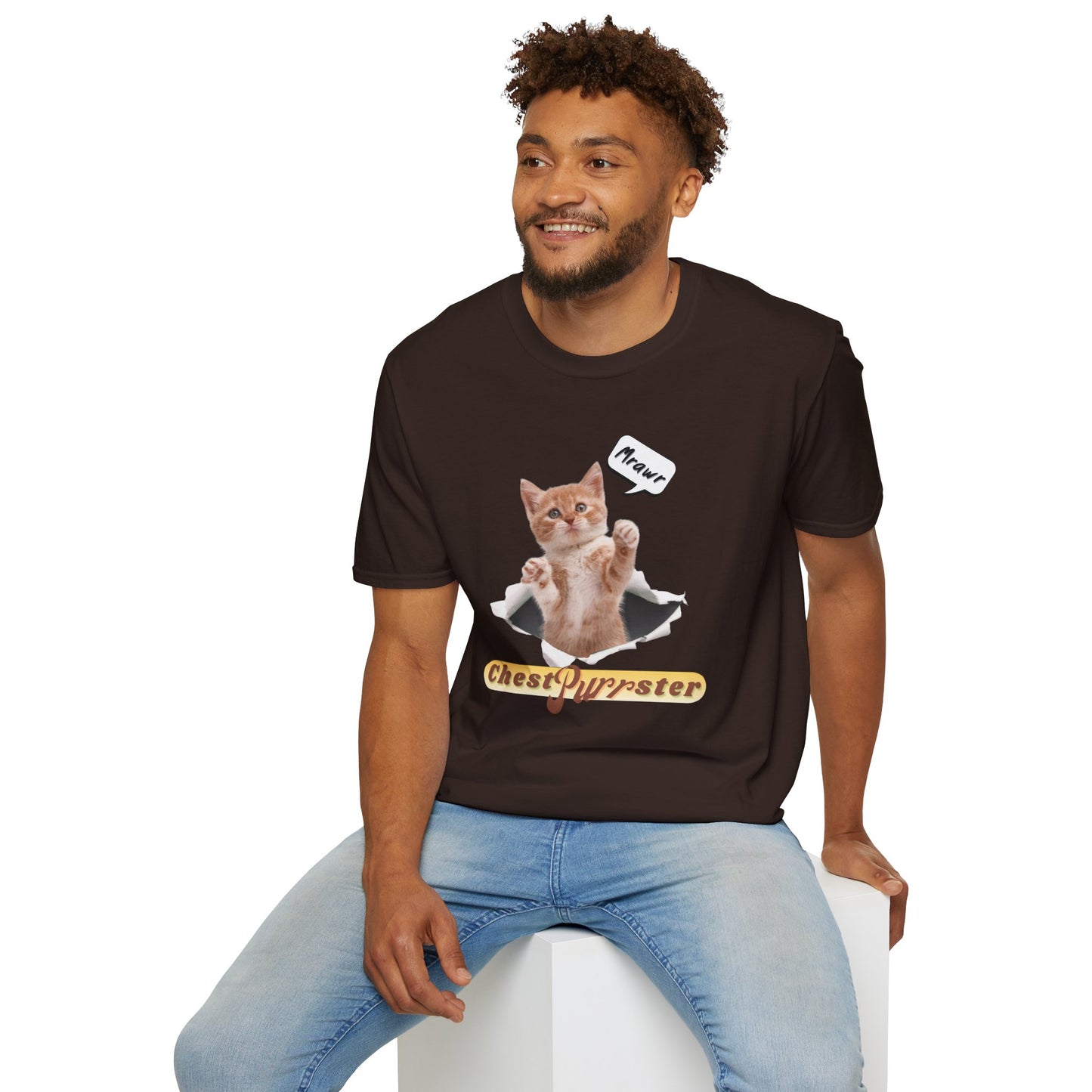 Cute Kitten ChestPurrster Pun - Unisex Softstyle T-Shirt