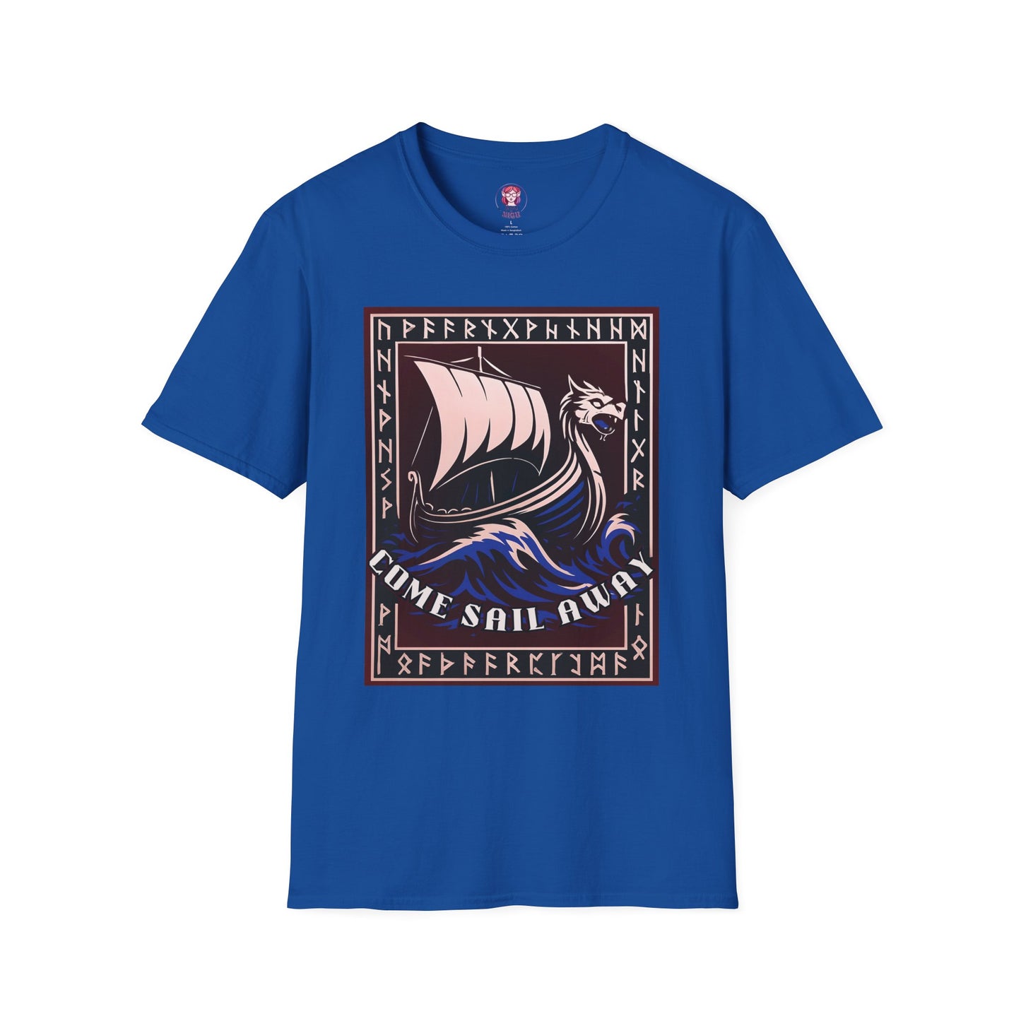 Nordic Runes Viking Ship - Unisex Softstyle T-Shirt