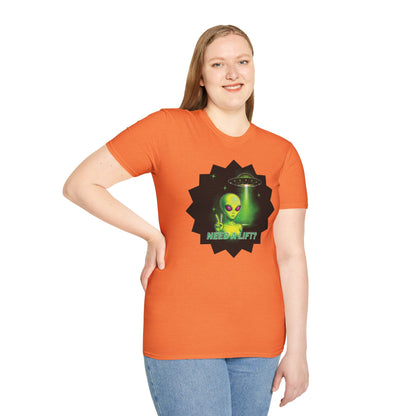 Cool Alien Peace Sign - Need a Lift - Unisex Softstyle T-Shirt