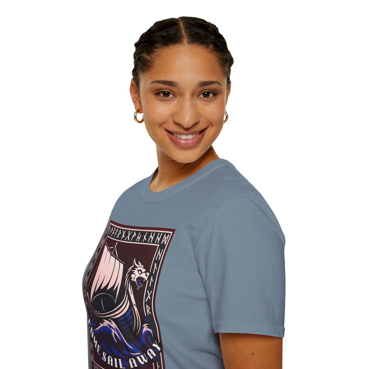 Nordic Runes Viking Ship - Unisex Softstyle T-Shirt