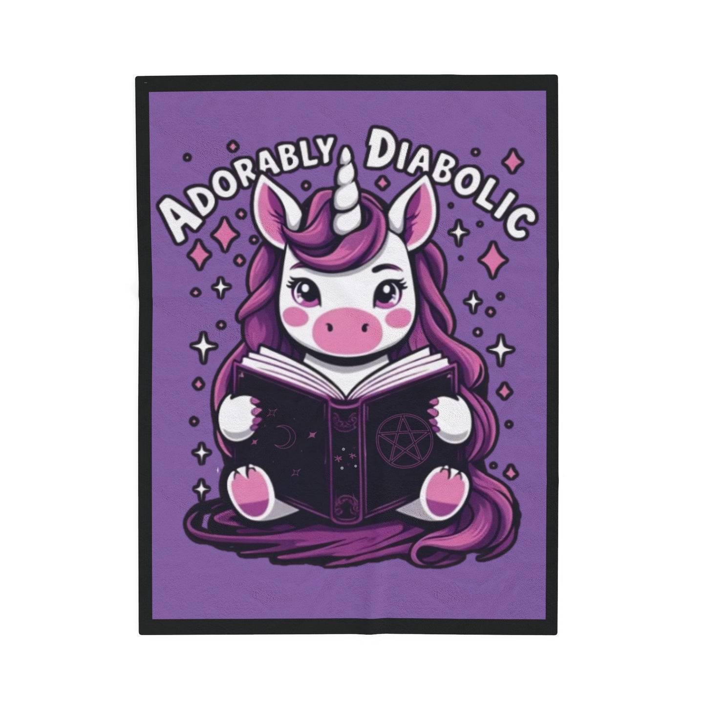 Adorably Diabolic Unicorn - Velveteen Plush Blanket