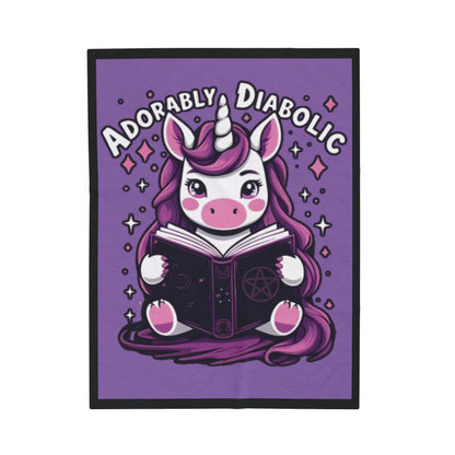 Adorably Diabolic Unicorn - Velveteen Plush Blanket