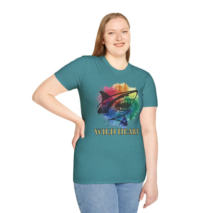 Wild Heart Collection - Shark Color Splash Unisex Softstyle Graphic T-Shirt