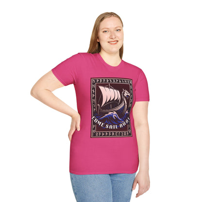 Nordic Runes Viking Ship - Unisex Softstyle T-Shirt